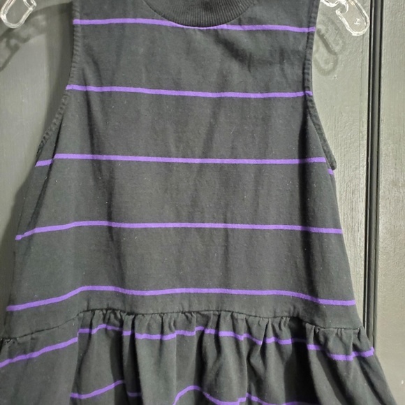 Anthropologie Black & Purple Striped Peplum Top - Size M - Picture 2 of 6